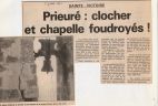 3 juillet 1992, 'Prieuré : clocher et chapelle foudroyés !'