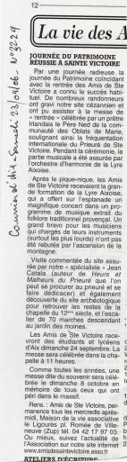 Courrier d'Aix, 23 avril 2006, Journées du Patrimoine