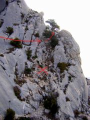 Vue plus lointaine sur le goulet évité et le passage à prendre par les dalles