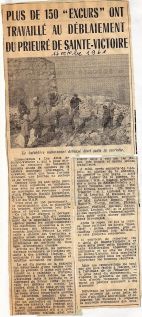 16 octobre 1961 Plus de 150 'excurs' ont travaillé au déblaiement du prieuré de Ste Victoire