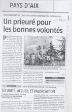 La Provence, 25 septembre 2007, 'un Prieuré pour les bonnes volontés'