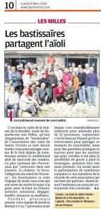 La Provence, 10 mars 2014, l'aïoli