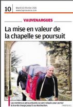 La Provence, 10 février 2015, un nouveau meuble pour la chapelle