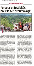 La Provence 30 avril 2017, le Roumavagi à Vauvenargues