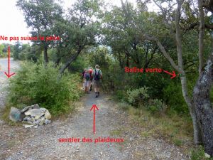 Le sentier vert descend sur votre droite.